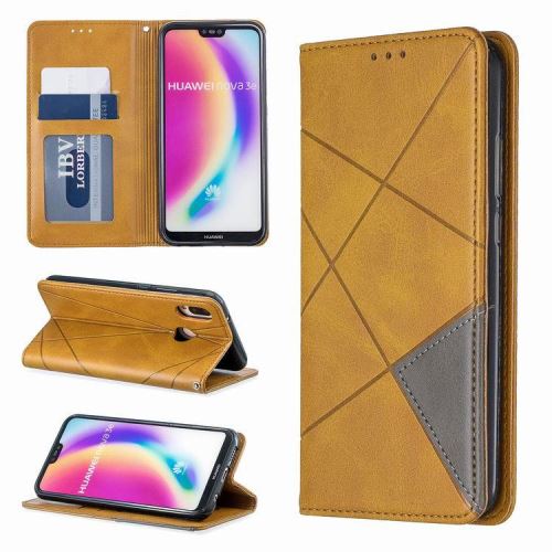Etui en cuir folio magnétique antichoc pour Huawei P30 Lite/Huawei Nova 4E - Jaune