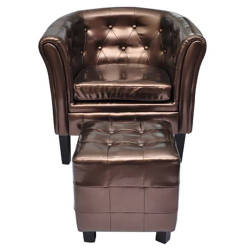 VIDAXL  fauteuil avec repose-pied marron similicuir 60707