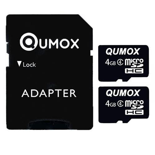 Carte mémoire micro SDHC 4Go 4g Micro SD MicroSD Card TF classe 4 Qumox (paquet de 2)