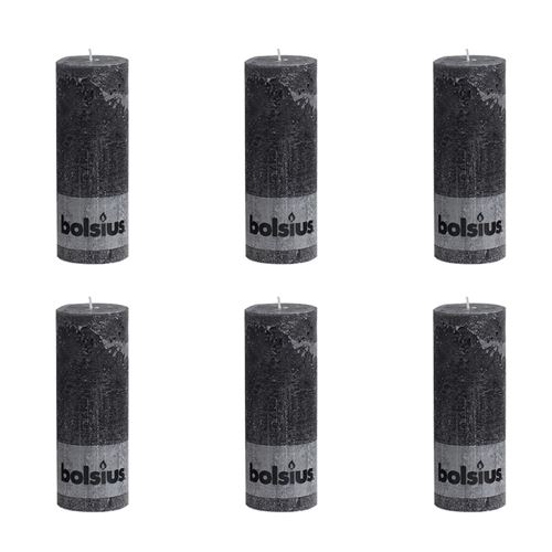 Bolsius Bougie pilier rustique 190 x 68 mm Anthracite 6 pcs
