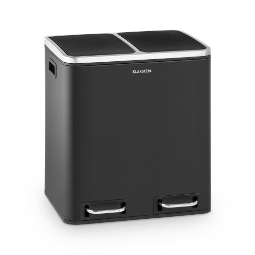 Klarstein Trash Gordon Poubelle à pédale 30L / 2x 15 L - Tri sélectif - PP inox noir