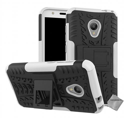 Housse etui coque rigide anti choc pour Alcatel U5 avec verre trempe - BLANC