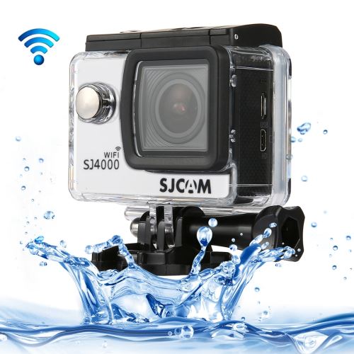 Caméra sport SJCAM SJ4000 WiFi Full HD 1080P 12MP Plongée Vélo Action Camera 30m Waterproof Car DVR Sports DV avec étui étanche (blanc)
