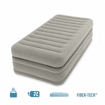 Lit gonflable Intex Prime Confort Fiber Tech 1 place Gris