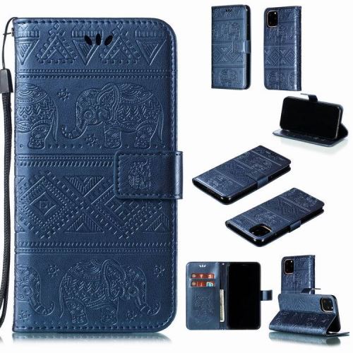 Etui en cuir multifonctionnel motif Éléphant avec dragonne pour Samsung Galaxy S7 - Bleu