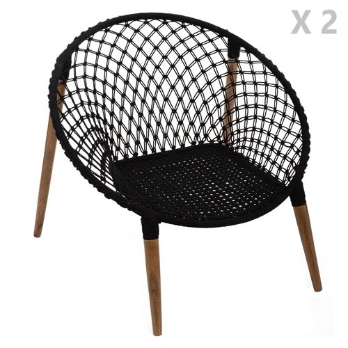2 Fauteuils de jardin ethnique en fil Terre Sauvage - Noir