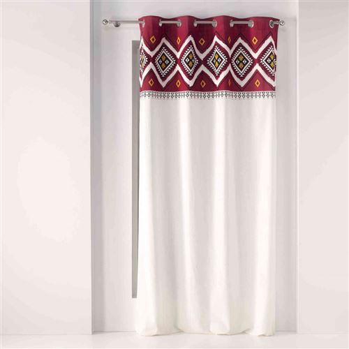 rideau a oeillets 140 x 240 cm coton uni+top imp. fantaisie neo berbere