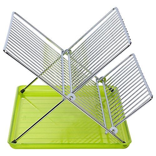 Sauvic égouttoir a vaiselle chromé pliable - vert 89040