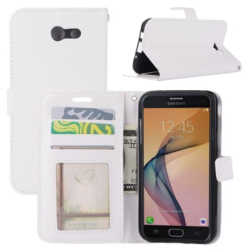 Galaxy J3 (2017) (US Version) Housse Etui Cuir PU Texture Peau Blanc ALS51656