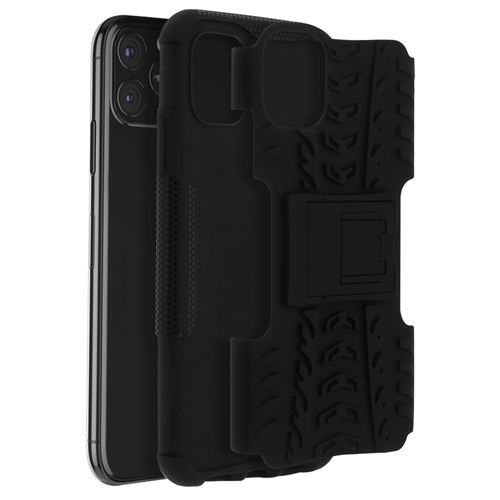 Coque pour iPhone 11 Pro Max Bi matière avec Béquille Support Noir