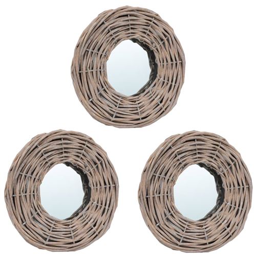 vidaXL Miroirs 3 pcs 15 cm Osier