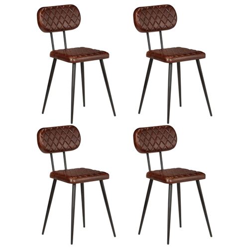 vidaXL Chaises de salle à manger 4 pcs Marron Cuir véritable