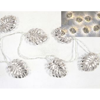 Lot de 6 Guirlandes 10 lampes LED forme feuille Argenté ...