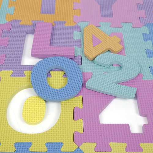 HOMCOM 36 pièces puzzle tapis mousse bébé sûr non toxiques 26 alphabets 10  chiffres tapis de sol enfant surface 3 24 m² 31 x 31 cm/pcs  multicolore