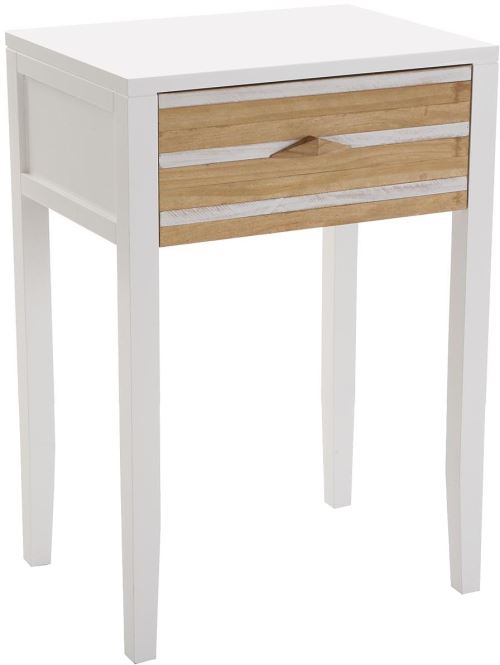 Versa - Table de nuit 1 tiroir bois clair et blanc Zen