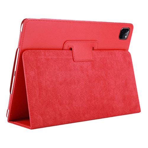 Etui en PU flip de surface de litchi avec support rouge pour votre Apple iPad Pro 12.9 pouces (2020)