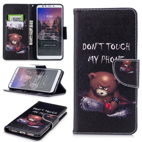 Etui en PU support magnétique impression ours avec vu pour Xiaomi Redmi 5