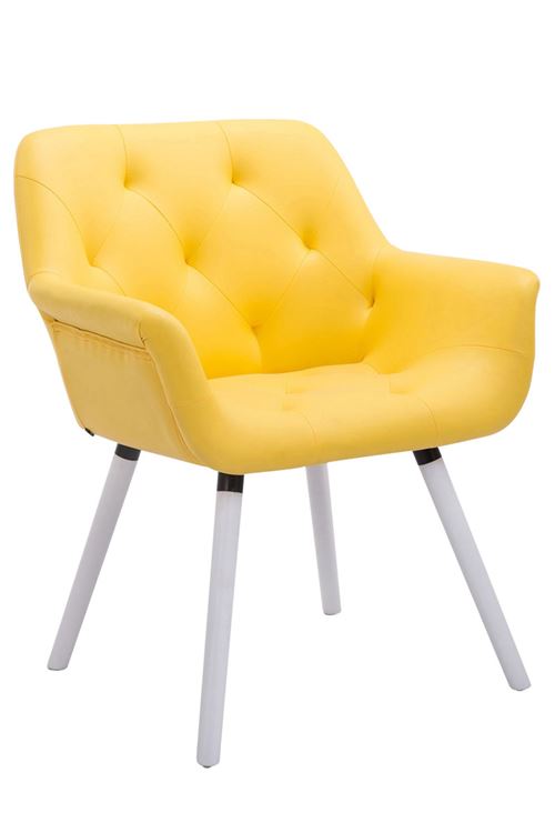 Chaise de visiteur Cassidy similicuir , Jaune/Bois de chêne Blanc
