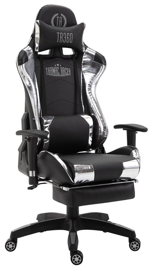 CLP Fauteuil de bureau Turbo XL en similicuir  Noir / Blanc/Similicuir (métallique)