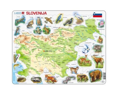 Puzzle 65 Pièces : Puzzle Cadre - Carte de la Slovénie (en Slovène), Larsen