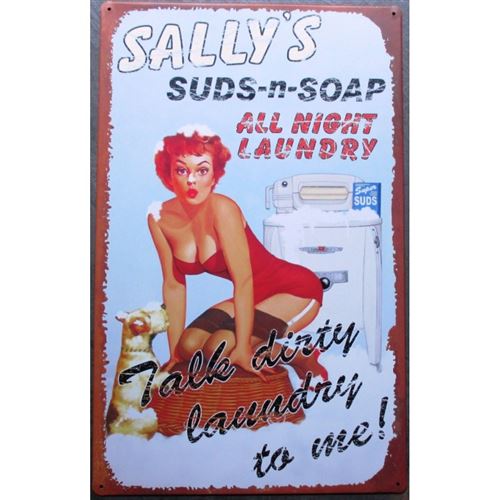 plaque pin up sally's machine a laver affiche tole deco loft