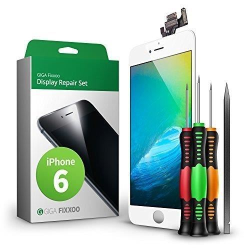 GIGA Fixxoo iPhone 6 Remplacement d'écran Kit Complet LCD Blanc; avec vitre d'écran Tactile Rétina, Caméra et Capteur de Proximité