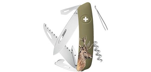 Coutellerie, couteaux pliants,multilames - swiza - zd05cer - d05, olive, impression cerf