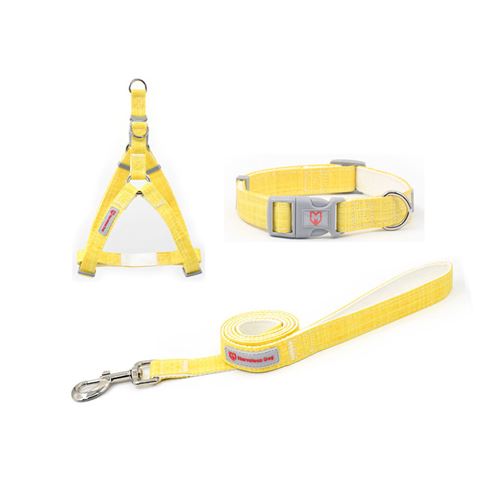 Comparer les prix de Harnais Colliers et Laisse en Fibre de bambou MARVELOUS pour chien kit - Jaune (Taille: S)