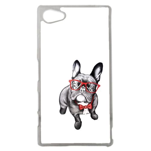 Coque Bulldog Français À Lunettes Compatible Sony Z5 Compact Transparent