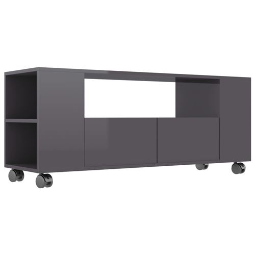 vidaXL Meuble TV Gris brillant 120 x 35 x 43 cm Aggloméré