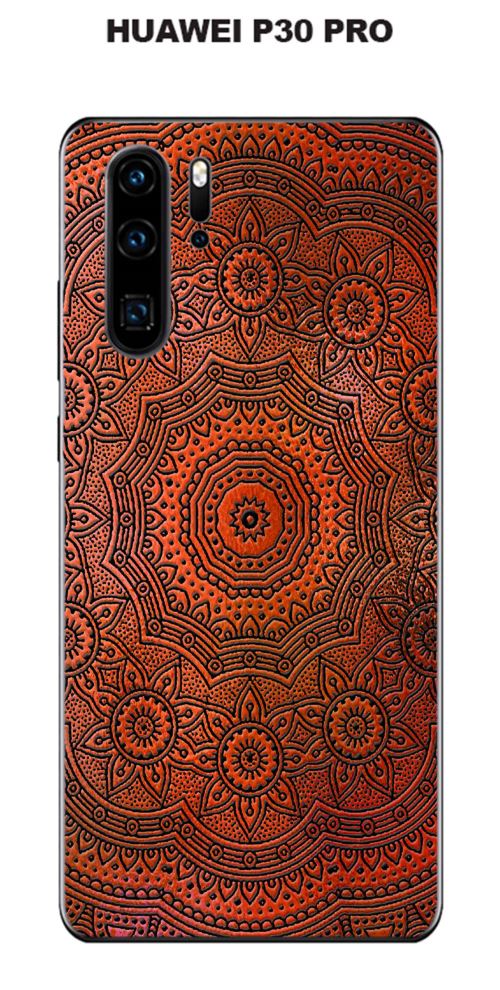 Coque Huawei P30 PRO design Mandala rosace Orange & Noir