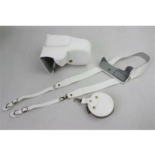Etui en PU sac de caméra de sangle blanc pour votre Canon EOS 200D