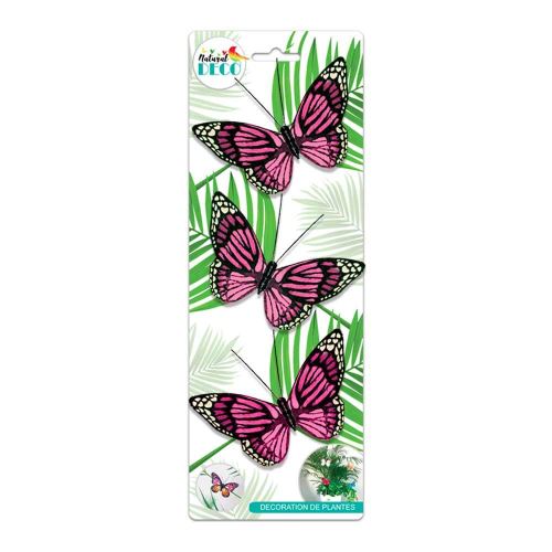 Déco Plantes – Lot de 3 Papillons Rose CD3860