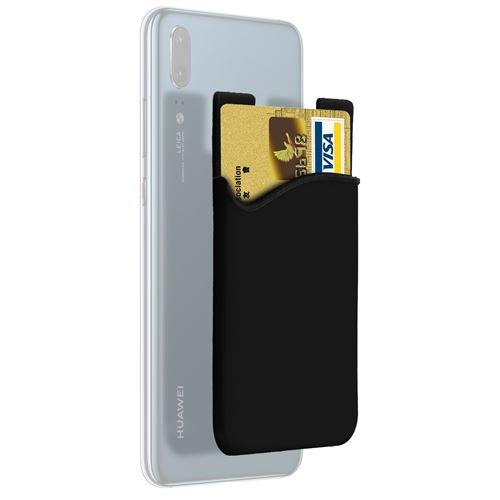 Porte-carte Smartphone et tablette Rangement pour carte Silicone adhésif -  Noir