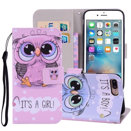 Iphone 8 Plus Housse Etui Cuir Pu Hiboux Als89879
