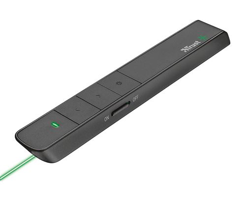 Trust Pointeur pour présentations sans fil avec laser vert ultra-lumineux