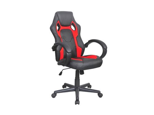 Fauteuil de bureau DRIVER II - Simili - Noir & Rouge - Hauteur réglable