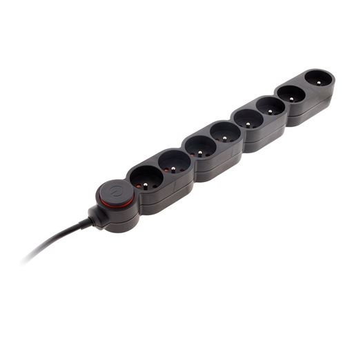 Bloc multiprises 8 prises 16A avec interrupteur &eacute;quip&eacute; d'une fiche extraplate noir