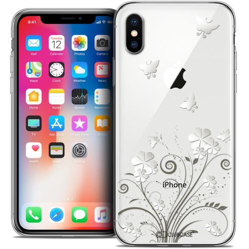 Caseink - Coque Housse Etui Apple iPhone X (10) [Crystal Gel HD Collection Summer Design Papillons - Souple - Ultra Fin - Imprimé en France]