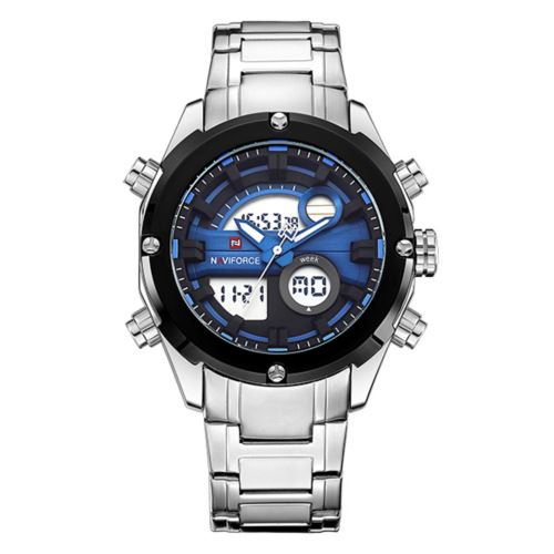 Quartz Sport Numérique Blanc+Bleu Montre Homme