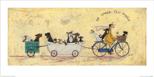 Sam Toft reproduction d'art The Doggie Taxi Service 30 x 60 cm