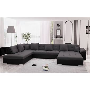 Belmont Canapé Dangle Panoramique Xxl En U Gauche Couleur Noir Gris