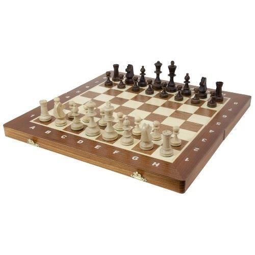 Coffret echecs bois l.c t.5 - pieces plombées-f…