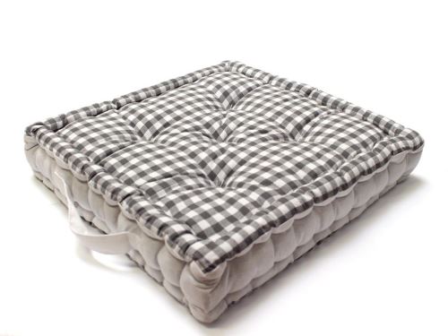 Coussin de sol en coton VICHY Gris