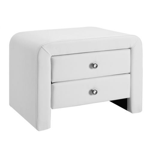 Table chevet design en simili cuir Eva - couleur - Blanc