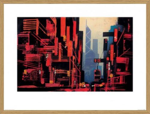 Poster Reproduction Encadré: Hong Kong - Hong Kong, Colin Ruffell (60x80 cm), 4cm Cadre MDF Elegance, Chêne