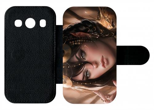 Etui À Rabat Samsung Galaxy Ace 4 G357 Femme Fantasy Brune Yeux Vert