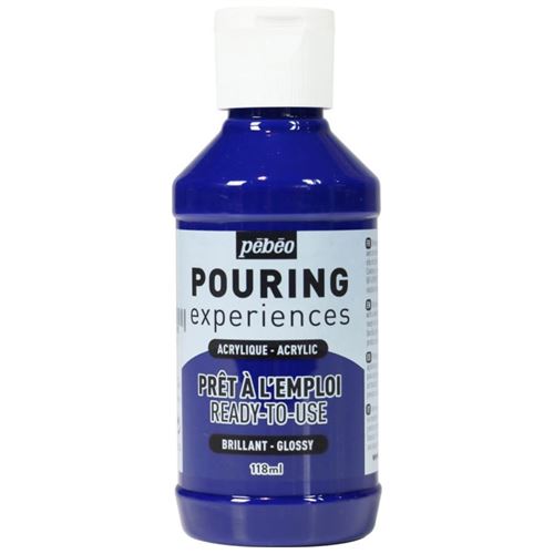 Pebeo Pouring Experiences - Peinture - peinture acrylique - bleu cyan - brillant - 118 ml
