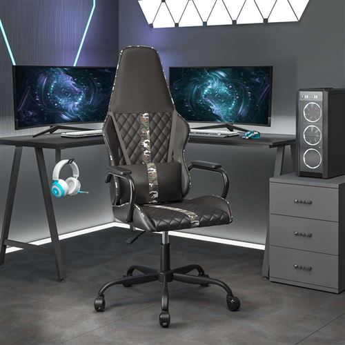 Chaise de bureau Vidaxl en metal non pliable H. 118.5 cm interieur noir