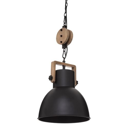 Non Communiqué Noir Et Naturel Suspension Métal Et Bois Silas Atmosphera